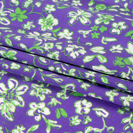 Sustainable Viscose Woven Print - Green and Purple Floral - Mood Exclusive Wicked Wildflowers