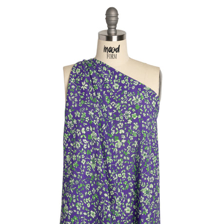Sustainable Viscose Woven Print - Green and Purple Floral - Mood Exclusive Wicked Wildflowers