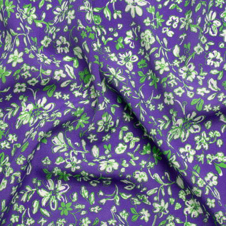Sustainable Viscose Woven Print - Green and Purple Floral - Mood Exclusive Wicked Wildflowers