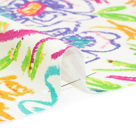 Stretch Cotton Canvas Print - White and Rainbow Crayon Flowers - Mood Exclusive Inner Child