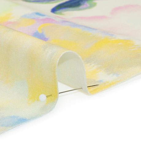 Stretch Cotton Canvas Print - White and Yellow Painterly Floral - Mood Exclusive Step One