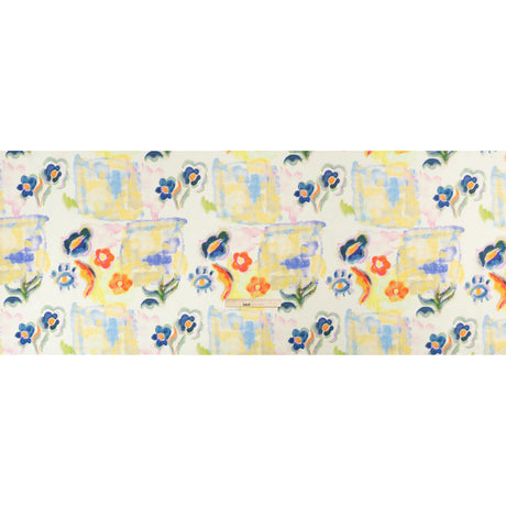 Stretch Cotton Canvas Print - White and Yellow Painterly Floral - Mood Exclusive Step One