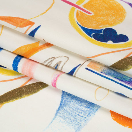 Stretch Cotton Canvas Print - White, Blue and Orange Abstract - Mood Exclusive Kandinsky Craze
