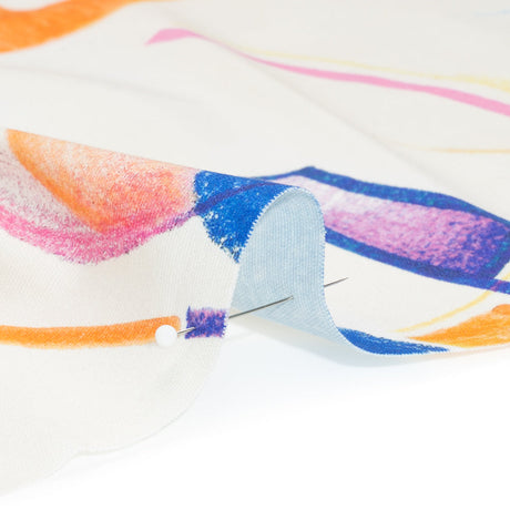 Stretch Cotton Canvas Print - White, Blue and Orange Abstract - Mood Exclusive Kandinsky Craze