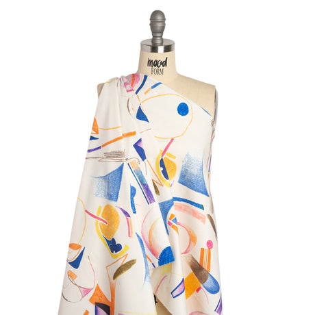 Stretch Cotton Canvas Print - White, Blue and Orange Abstract - Mood Exclusive Kandinsky Craze