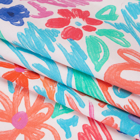 Stretch Cotton Canvas Print - Blue, Green and Pink Floral - Mood Exclusive Downright Dandy