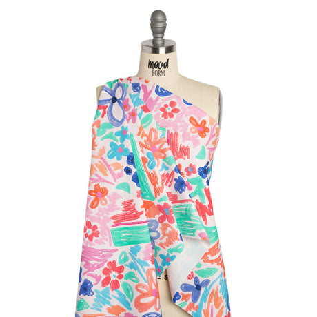 Stretch Cotton Canvas Print - Blue, Green and Pink Floral - Mood Exclusive Downright Dandy