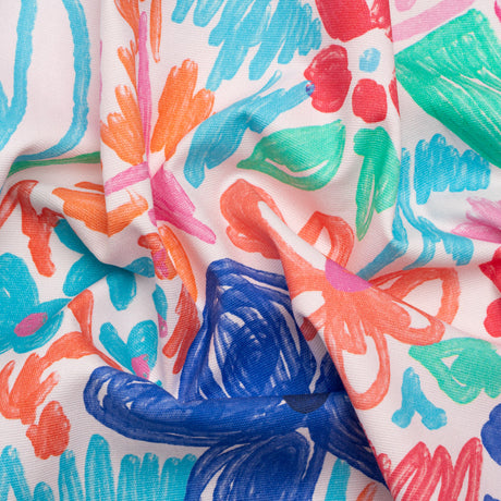Stretch Cotton Canvas Print - Blue, Green and Pink Floral - Mood Exclusive Downright Dandy