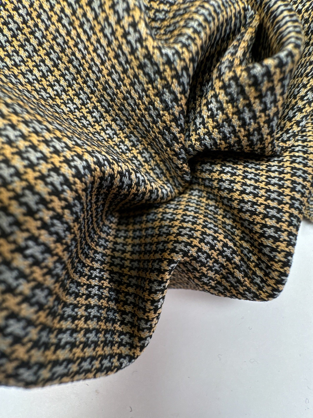 Jacquard Knit Houndstooth Gray Yellow Beige