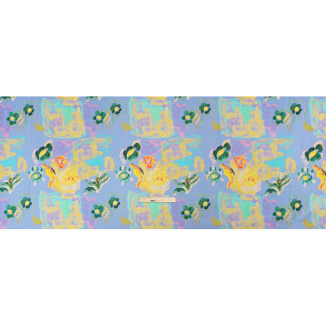 Stretch Cotton Canvas Print - Blue and Yellow Painterly Floral - Mood Exclusive Step One