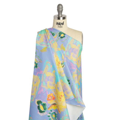 Stretch Cotton Canvas Print - Blue and Yellow Painterly Floral - Mood Exclusive Step One