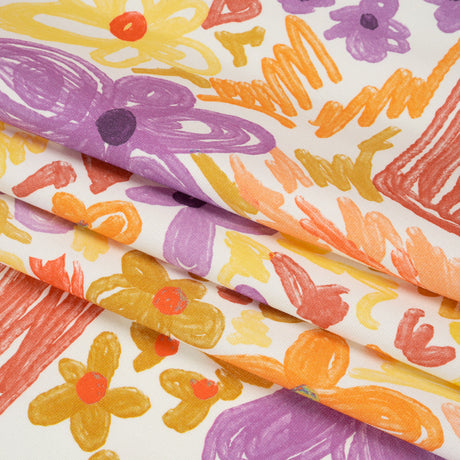 Stretch Cotton Canvas Print - Purple, Orange and Yellow Floral - Mood Exclusive Downright Dandy
