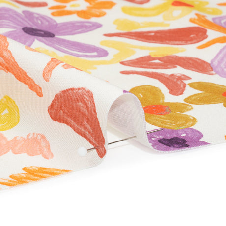 Stretch Cotton Canvas Print - Purple, Orange and Yellow Floral - Mood Exclusive Downright Dandy