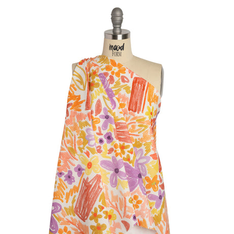 Stretch Cotton Canvas Print - Purple, Orange and Yellow Floral - Mood Exclusive Downright Dandy