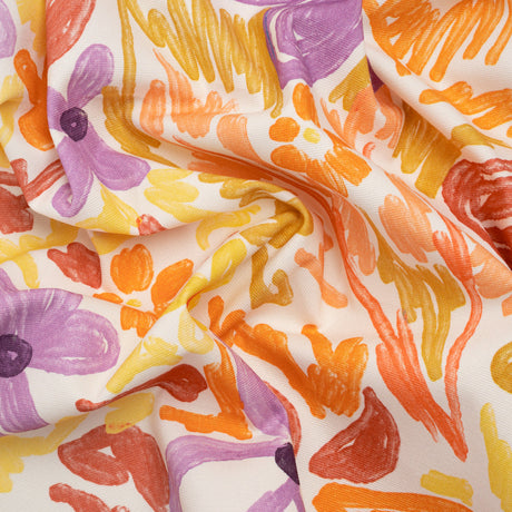 Stretch Cotton Canvas Print - Purple, Orange and Yellow Floral - Mood Exclusive Downright Dandy