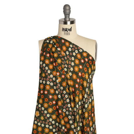 Mood Exclusive Green Infinitely Floral Metallic Pinstriped Viscose Dobby