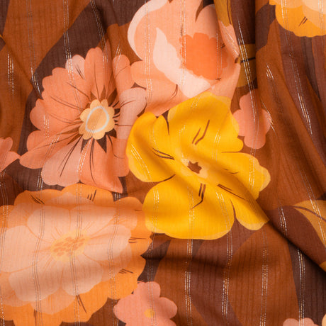 Mood Exclusive Brown Park Bench Metallic Pinstriped Viscose Dobby