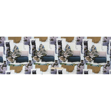 Sustainable Viscose Crepe Print - Beige and Dusty Blue Scrapbook Patchwork - Mood Exclusive Poetics of Love