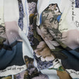 Sustainable Viscose Crepe Print - Beige and Dusty Blue Scrapbook Patchwork - Mood Exclusive Poetics of Love