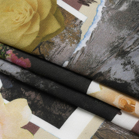Sustainable Viscose Crepe Print - Mauve and Beige Photo Scrapbook - Mood Exclusive Sincerely Yours
