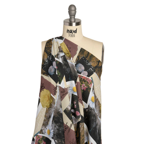 Sustainable Viscose Crepe Print - Mauve and Beige Photo Scrapbook - Mood Exclusive Sincerely Yours