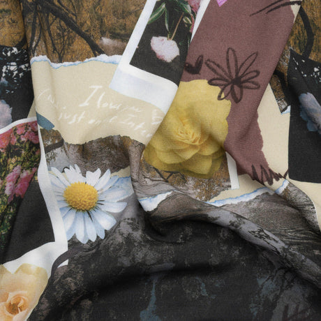 Sustainable Viscose Crepe Print - Mauve and Beige Photo Scrapbook - Mood Exclusive Sincerely Yours