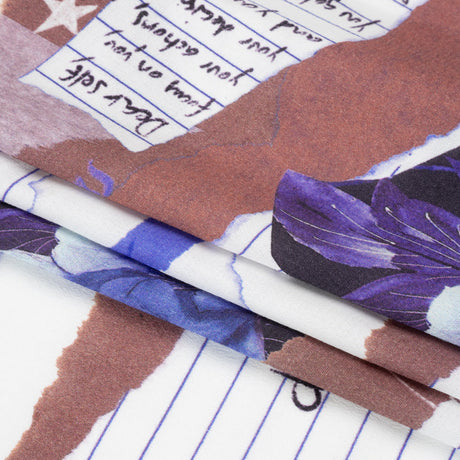 Sustainable Viscose Crepe Print - Mauve and Blue Note Patchwork - Mood Exclusive Scraps of Self
