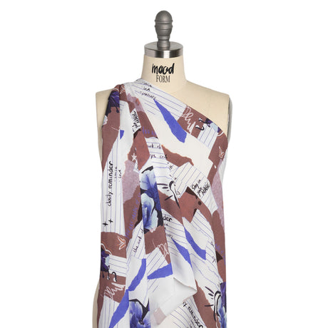Sustainable Viscose Crepe Print - Mauve and Blue Note Patchwork - Mood Exclusive Scraps of Self