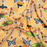 Sustainable Viscose Woven Print - Yellow and Rainbow Insects - Mood Exclusive Picnic Guests