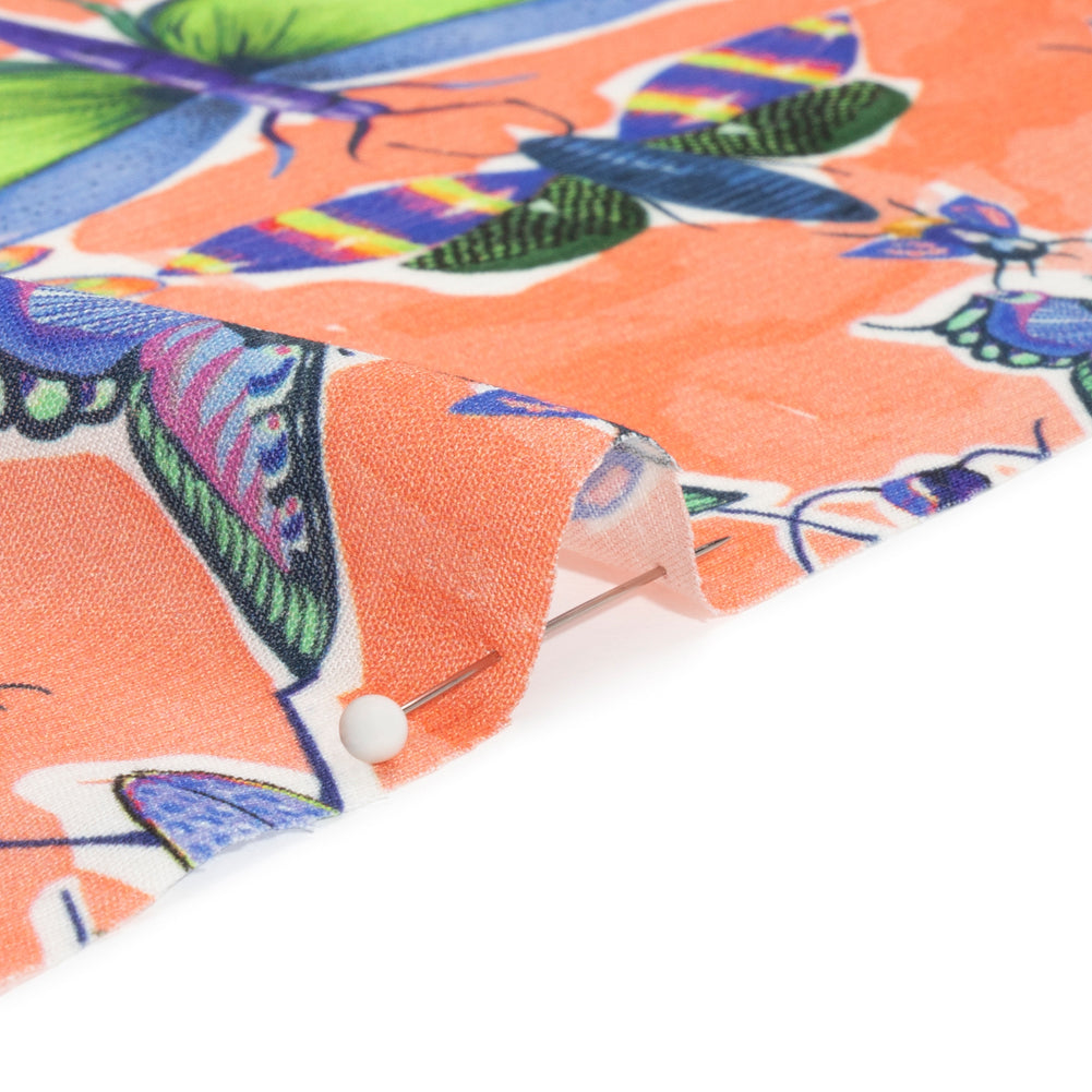 Sustainable Viscose Woven Print - Orange and Rainbow Insects - Mood Exclusive Picnic Guests
