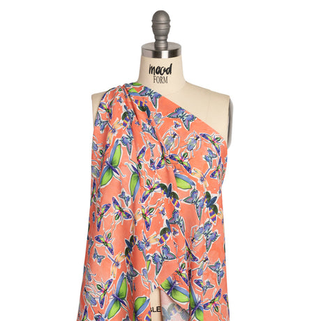 Sustainable Viscose Woven Print - Orange and Rainbow Insects - Mood Exclusive Picnic Guests