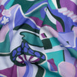 Sustainable Viscose Woven Print - Purple, Teal and Blue Mushrooms and Abstract - Mood Exclusive Mid Mod Mushroom