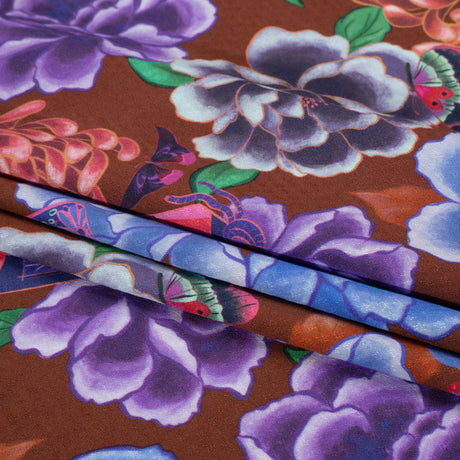 Sustainable Viscose Floral Jacquard Print - Purple, Blue and Pink Floral - Mood Exclusive Peaceful Forests