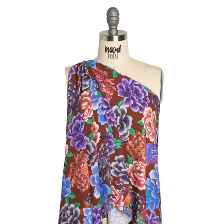 Sustainable Viscose Floral Jacquard Print - Purple, Blue and Pink Floral - Mood Exclusive Peaceful Forests