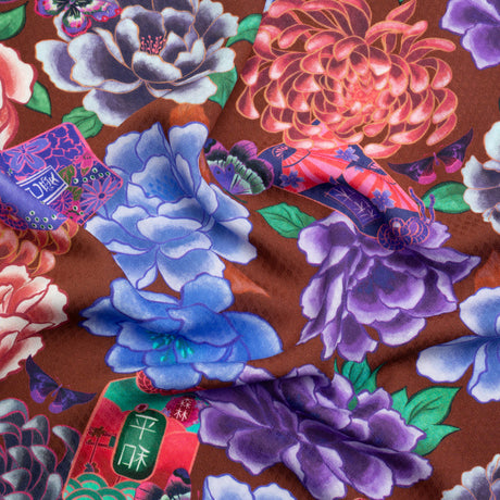Sustainable Viscose Floral Jacquard Print - Purple, Blue and Pink Floral - Mood Exclusive Peaceful Forests