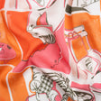 Sustainable and Recycled Viscose Satin Print - Orange and Pink Cafe Snapshots Patchwork - Mood Exclusive Italian Afternoon
