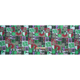 Sustainable and Recycled Viscose Satin Print - Green, Red and Gray Simple Symbols Patchwork - Mood Exclusive Come Together
