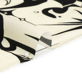 Sustainable and Recycled Viscose Satin Print - Cream and Black Abstract and Stars - Mood Exclusive Cosmic Chaos