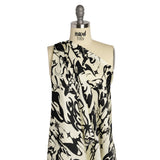 Sustainable and Recycled Viscose Satin Print - Cream and Black Abstract and Stars - Mood Exclusive Cosmic Chaos