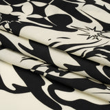 Sustainable and Recycled Viscose Satin Print - Cream and Black Abstract and Stars - Mood Exclusive Cosmic Chaos