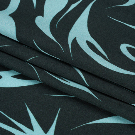 Sustainable and Recycled Viscose Satin Print - Sky Blue and Navy Swirls and Stars - Mood Exclusive Vincent's Hope