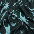 Sustainable and Recycled Viscose Satin Print - Sky Blue and Navy Swirls and Stars - Mood Exclusive Vincent's Hope