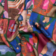 Sustainable and Recycled Viscose Satin Print - Blue, Green and Berry Red Everyday Vignettes Patchwork - Mood Exclusive Metropolitan Madness