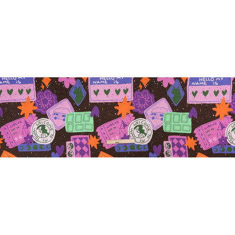 Sustainable and Recycled Viscose Satin Print - Purple, Mint and Blue Scrapbook Collage - Mood Exclusive Penpal Persona