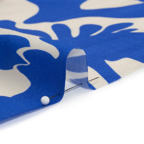 Sustainable and Recycled Viscose Satin Print - Blue and White Hands - Mood Exclusive Helping Hands