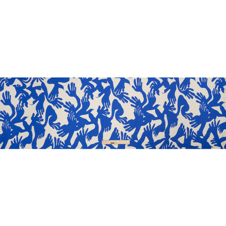 Sustainable and Recycled Viscose Satin Print - Blue and White Hands - Mood Exclusive Helping Hands