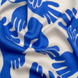 Sustainable and Recycled Viscose Satin Print - Blue and White Hands - Mood Exclusive Helping Hands