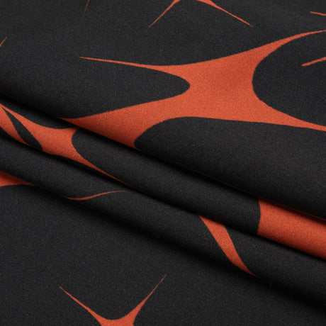 Sustainable and Recycled Viscose Satin Print - Black and Red Abstracting Stars - Mood Exclusive Speed of Light