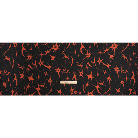 Sustainable and Recycled Viscose Satin Print - Black and Red Abstracting Stars - Mood Exclusive Speed of Light