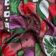 Sustainable and Recycled Viscose Satin Print - Purple, Green and Red Simple Symbols Patchwork - Mood Exclusive Come Together